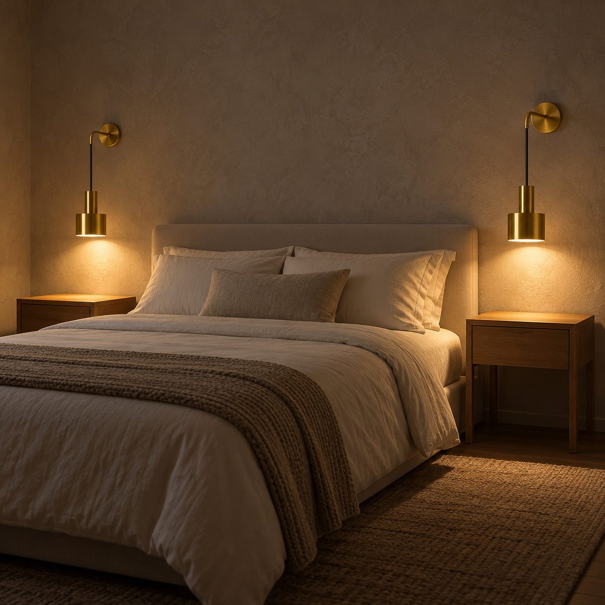 Arsomel gold battery operated wall sconce pair lighting both sides of the bed at night #color_gold