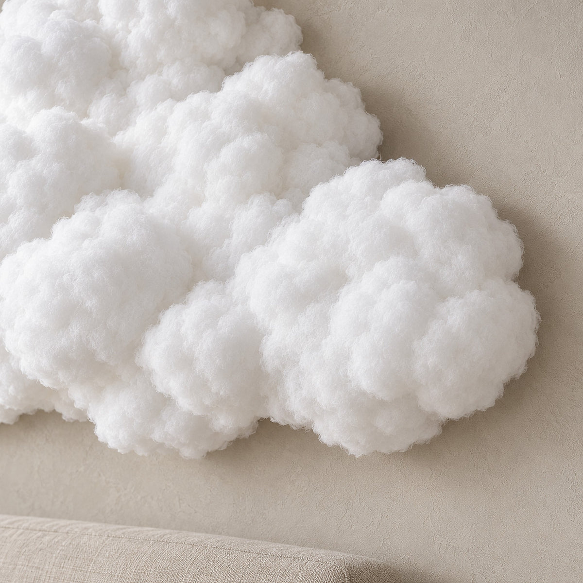 Arvimo LED cloud light in white, a detail of its rounded unlit clusters