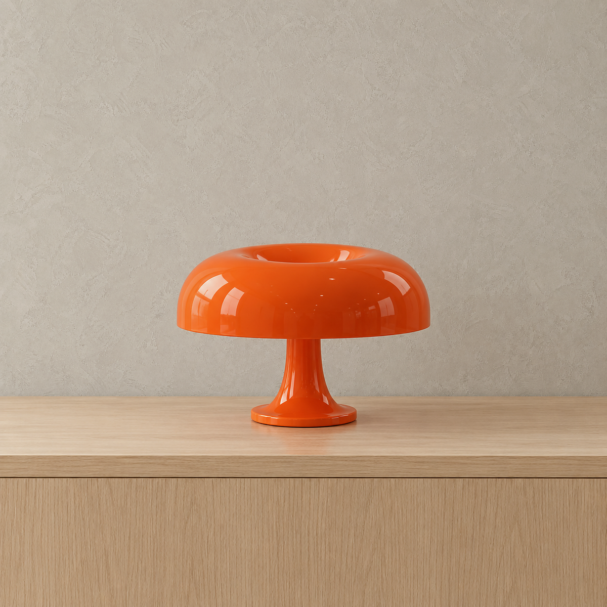 Camolire orange rechargeable table lamp with a mushroom shape, shown switched off
