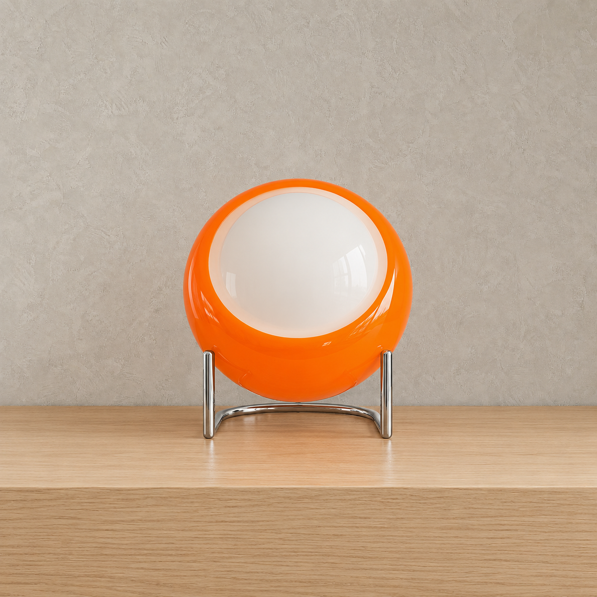 Canolva orange rechargeable table lamp standing unlit, a dimmable plastic lamp with touch control