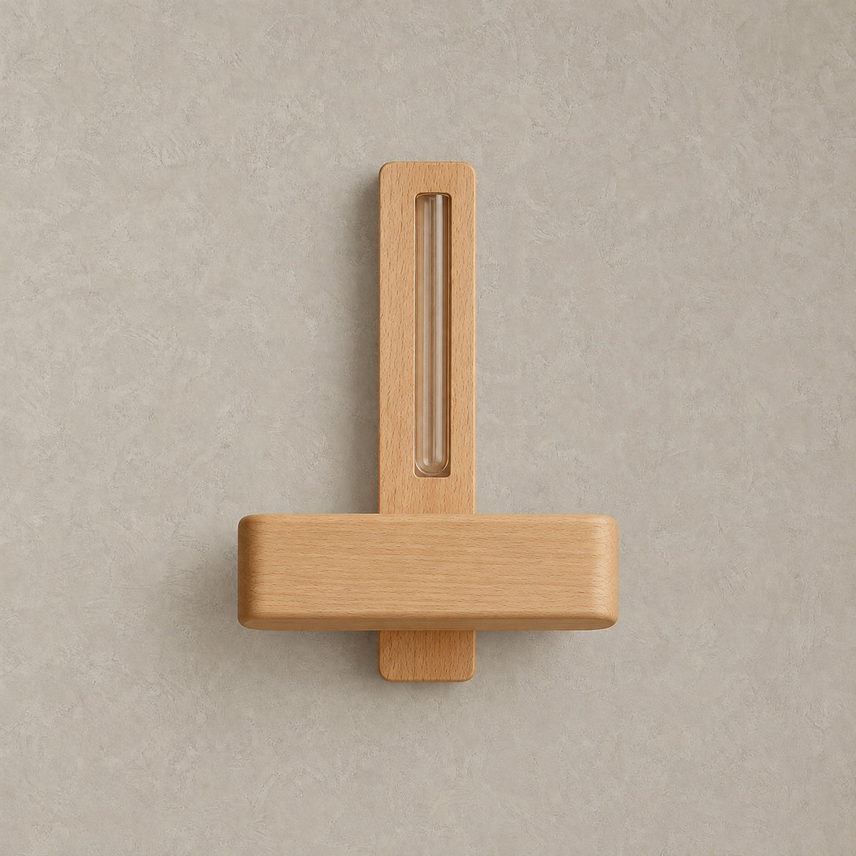 Ilaveno natural rechargeable wall light, unlit, with a few stems in its wooden vase holder