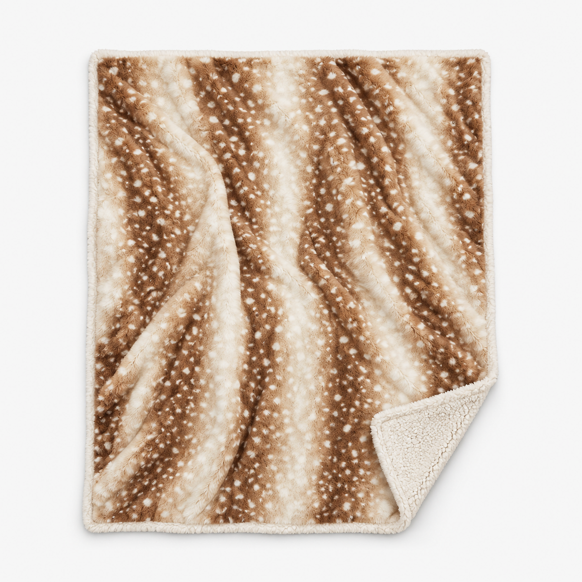 Linsavo brown sherpa throw blanket laid open on a seamless white background