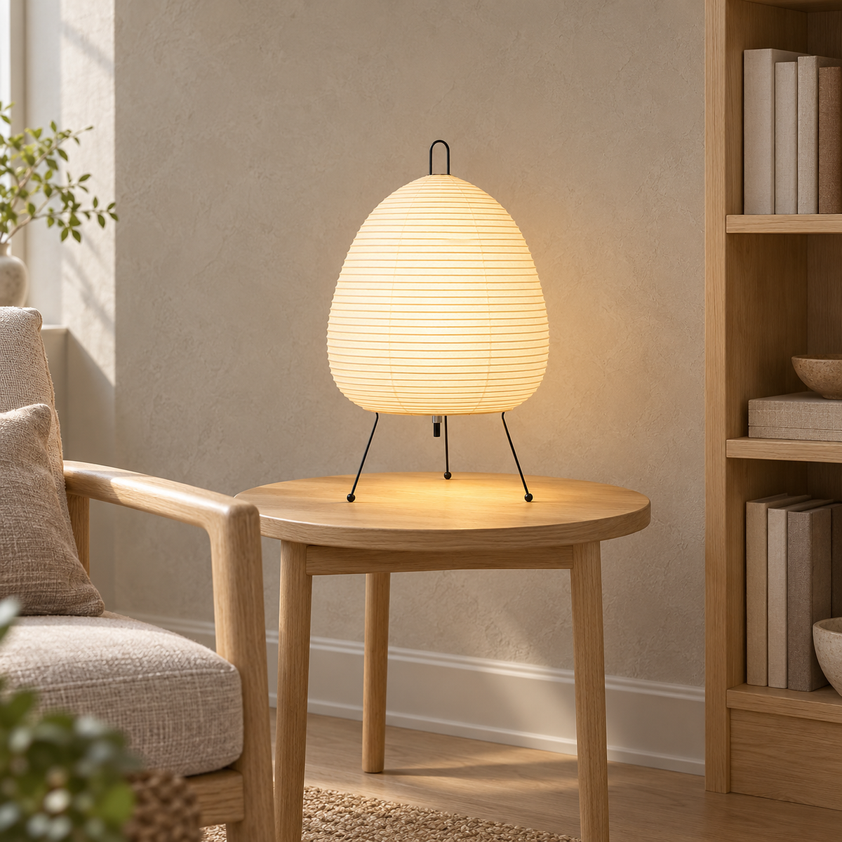 Lirveno white bedside lamp detail showing the slim iron tripod feet on a tabletop