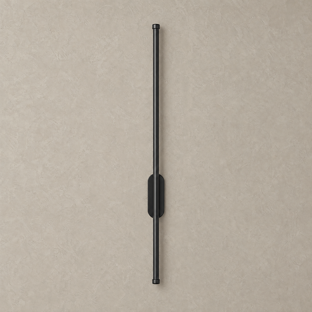 Menalvo rechargeable wall light in black, unlit linear fixture with an off center backplate