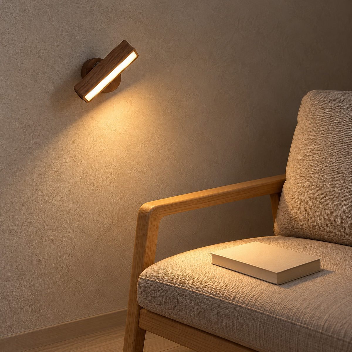 Mirsavel dark brown wall lamp lighting a chair in a study reading corner #color_dark brown