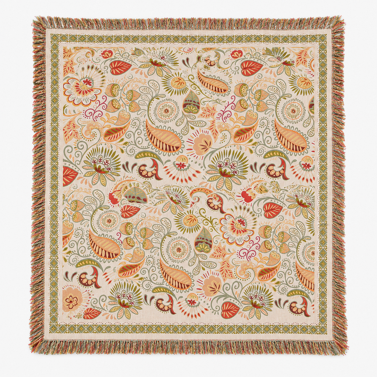 Nalisca floral cotton gauze blanket in multicolored & cotton, laid fully open to show its whole floral face