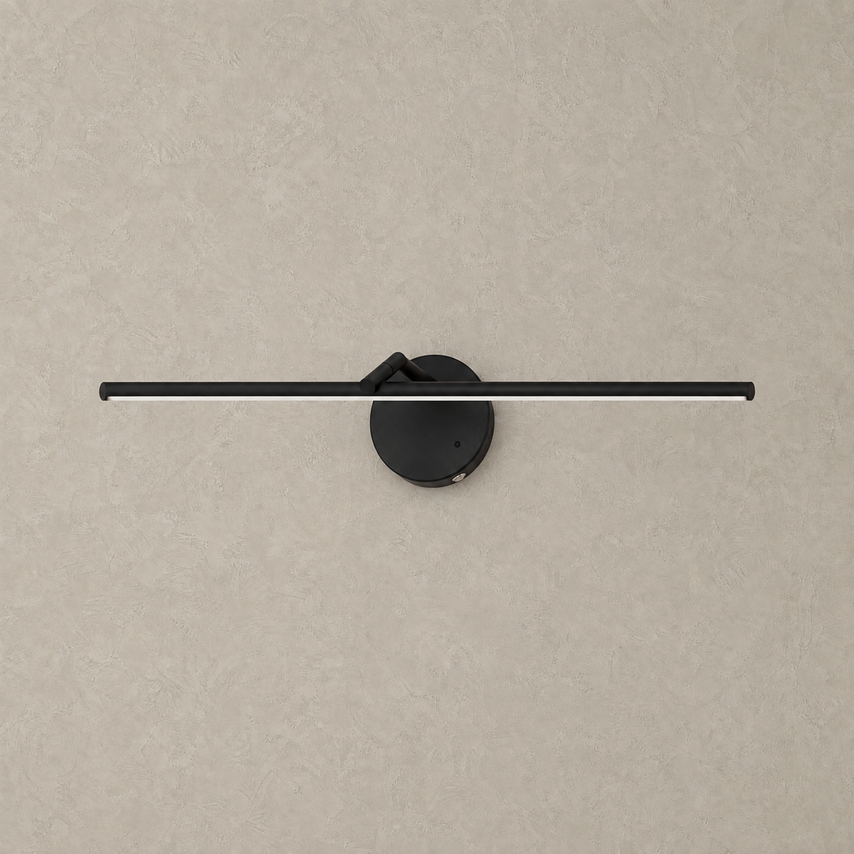 Nolesira black rechargeable wall sconce unlit against a greige plaster wall #color_black