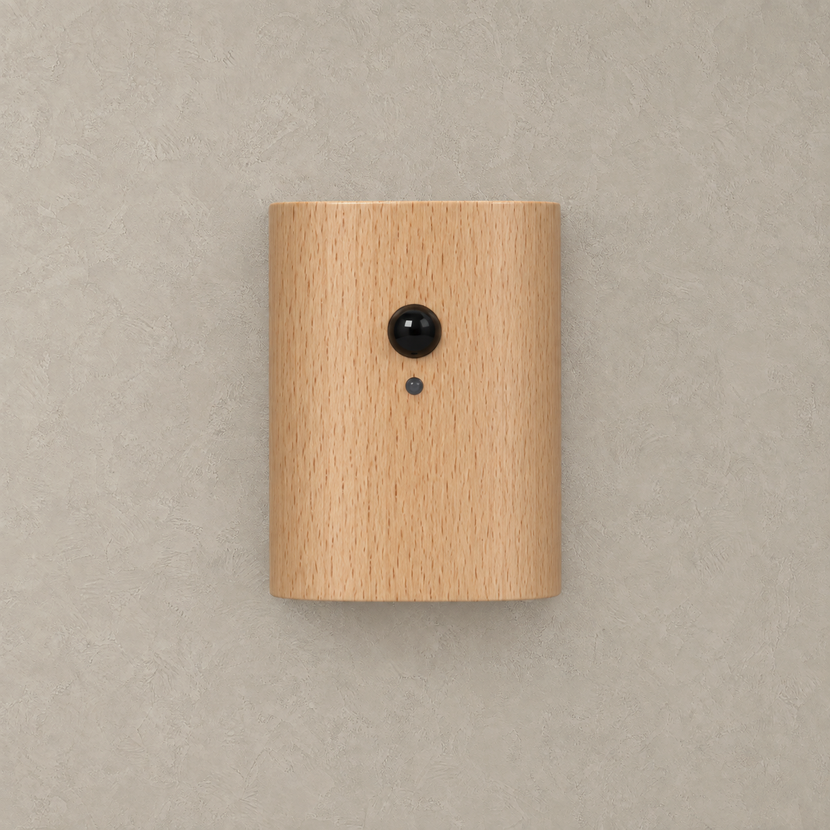 Orimane light wood rechargeable wall sconce switched off on a greige plaster wall #color_light wood