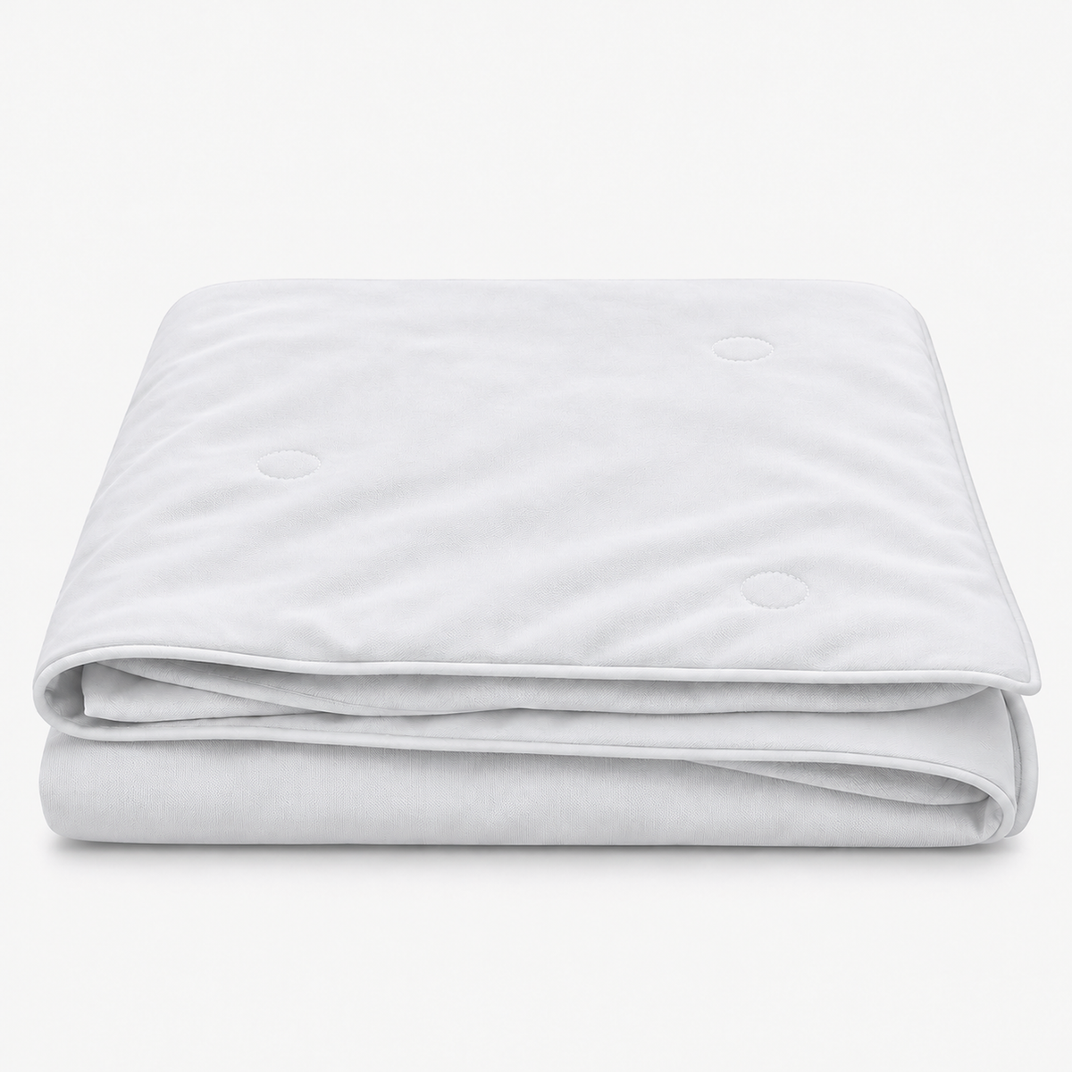 Ormivel white cooling blanket folded on a seamless white backdrop #color_white