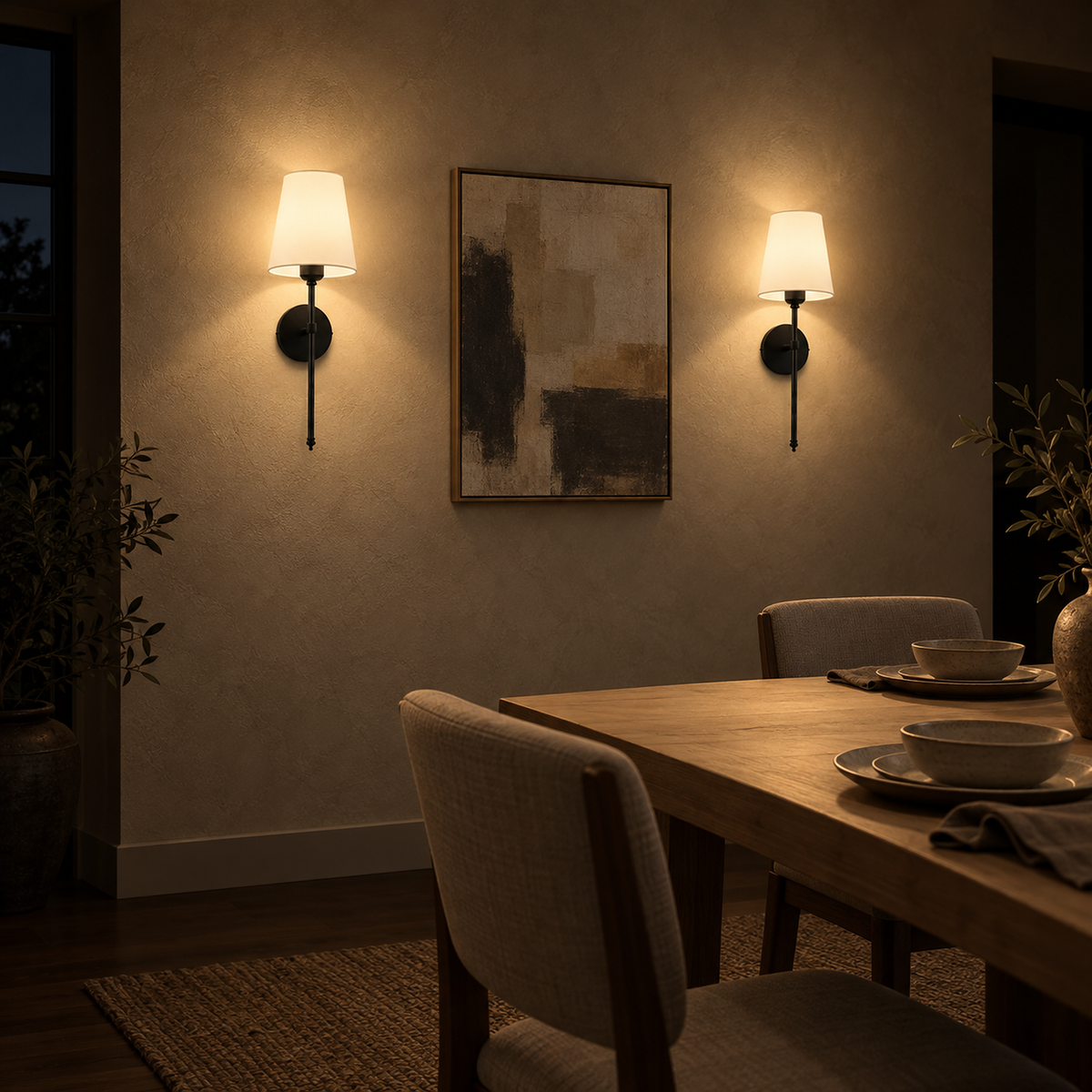 Rimavio black wireless wall light pair lighting dining room artwork after dark #color_black