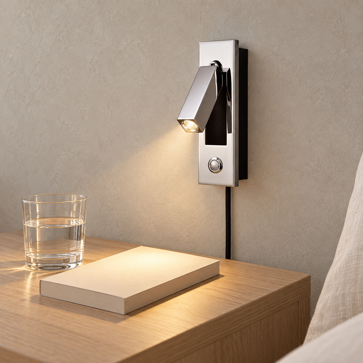 Saneviro black bedside wall light frees the nightstand for other essentials