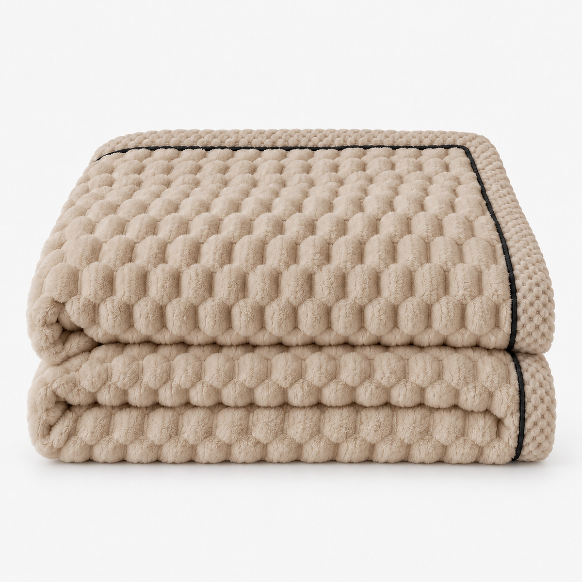 Somarel latte soft throw blanket in generous loose folds on a studio backdrop #color_latte