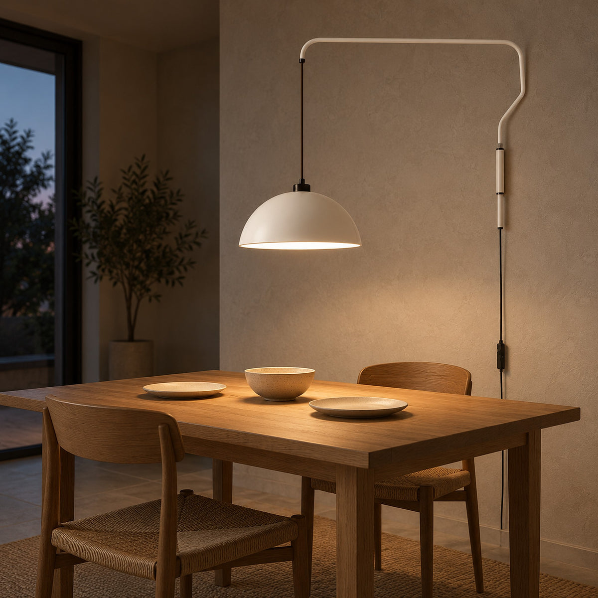 Velisano white plug in wall light lighting plates in a kitchen corner with no base on the table #color_white