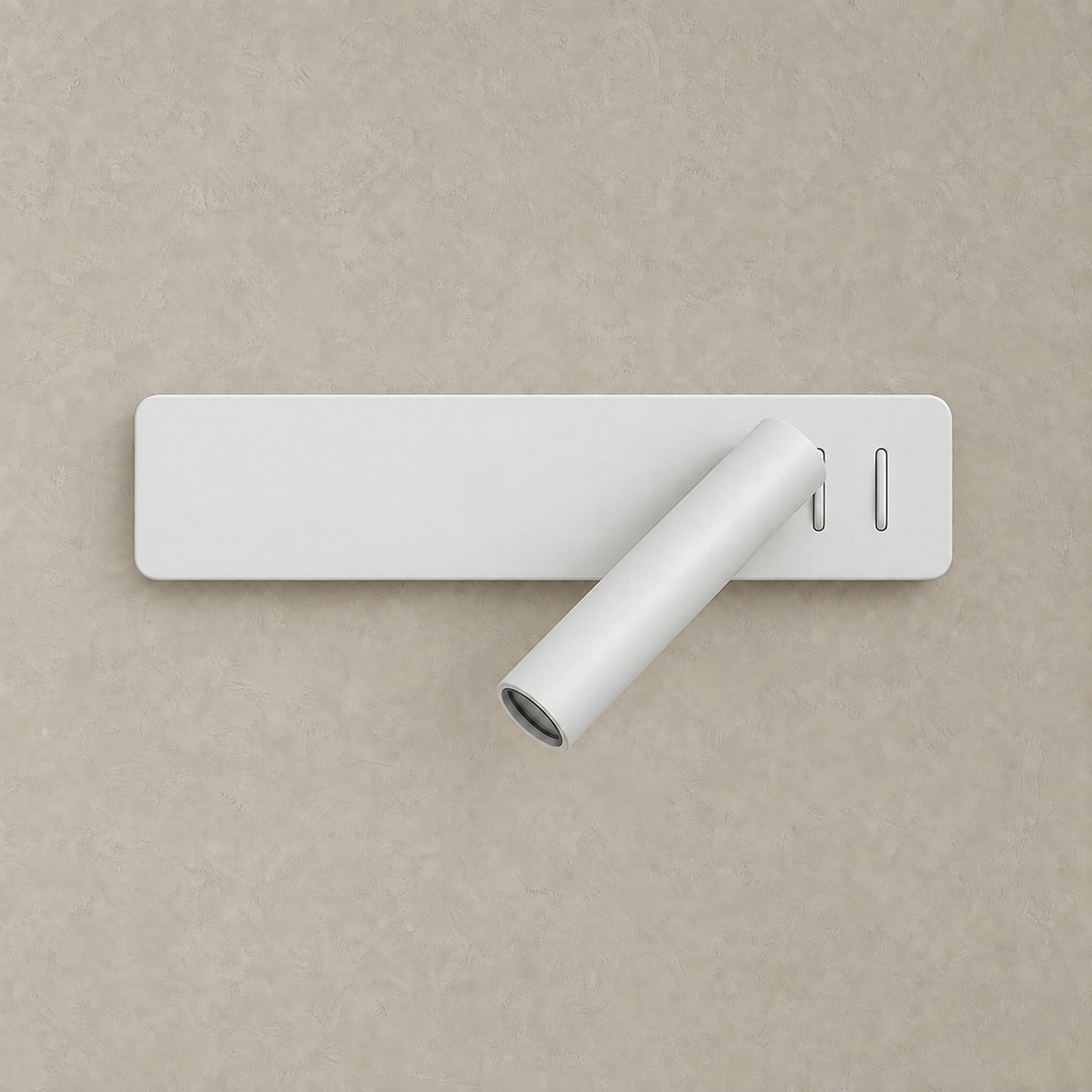 Vemirsa white LED wall sconce unlit showing the rectangular iron backplate and head #color_white