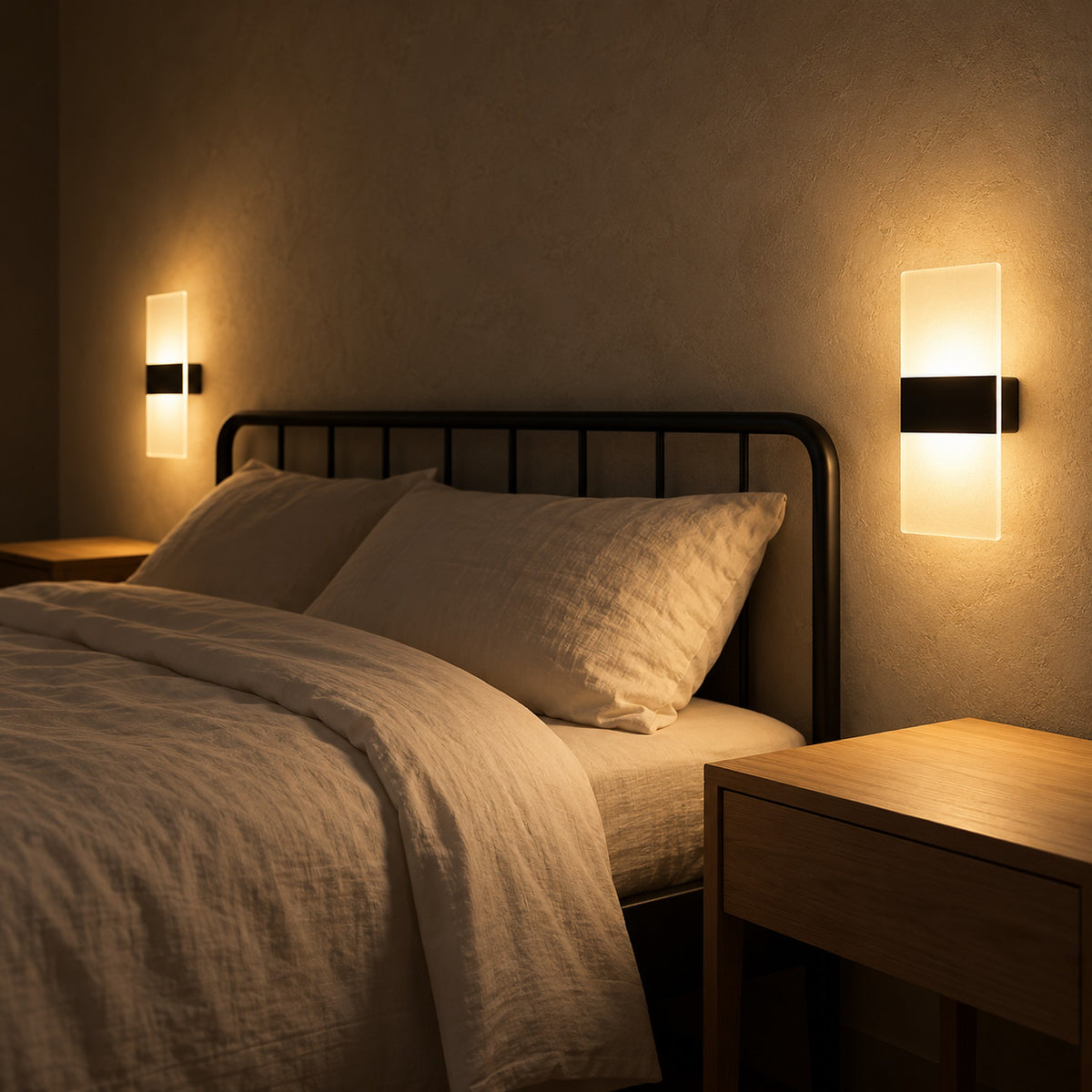 Ciloreva white battery operated wall sconce pair with a low glow at bedtime #color_white