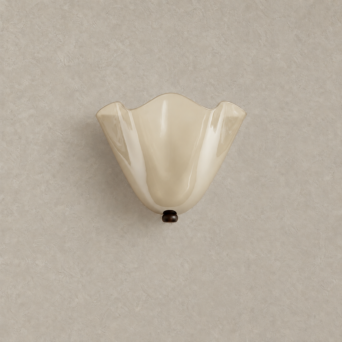 Ilsaren beige plug in wall lamp with its frosted glass shade, shown unlit on a plain backdrop #color_beige