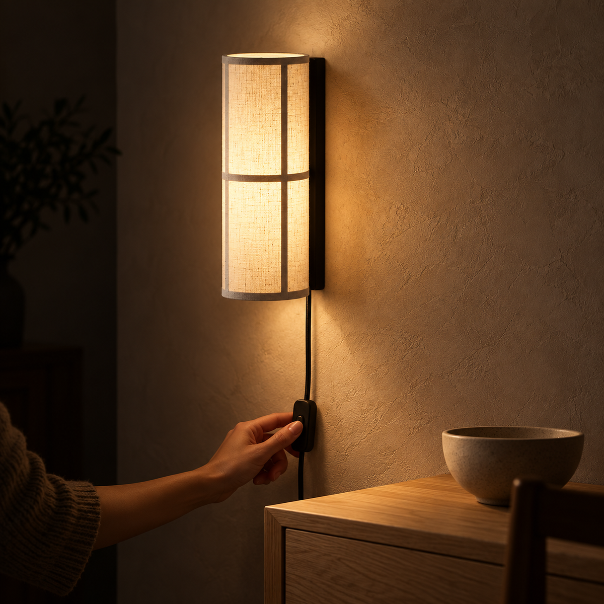 Lassivor white shaded wall lamp warming dining room plaster after dark