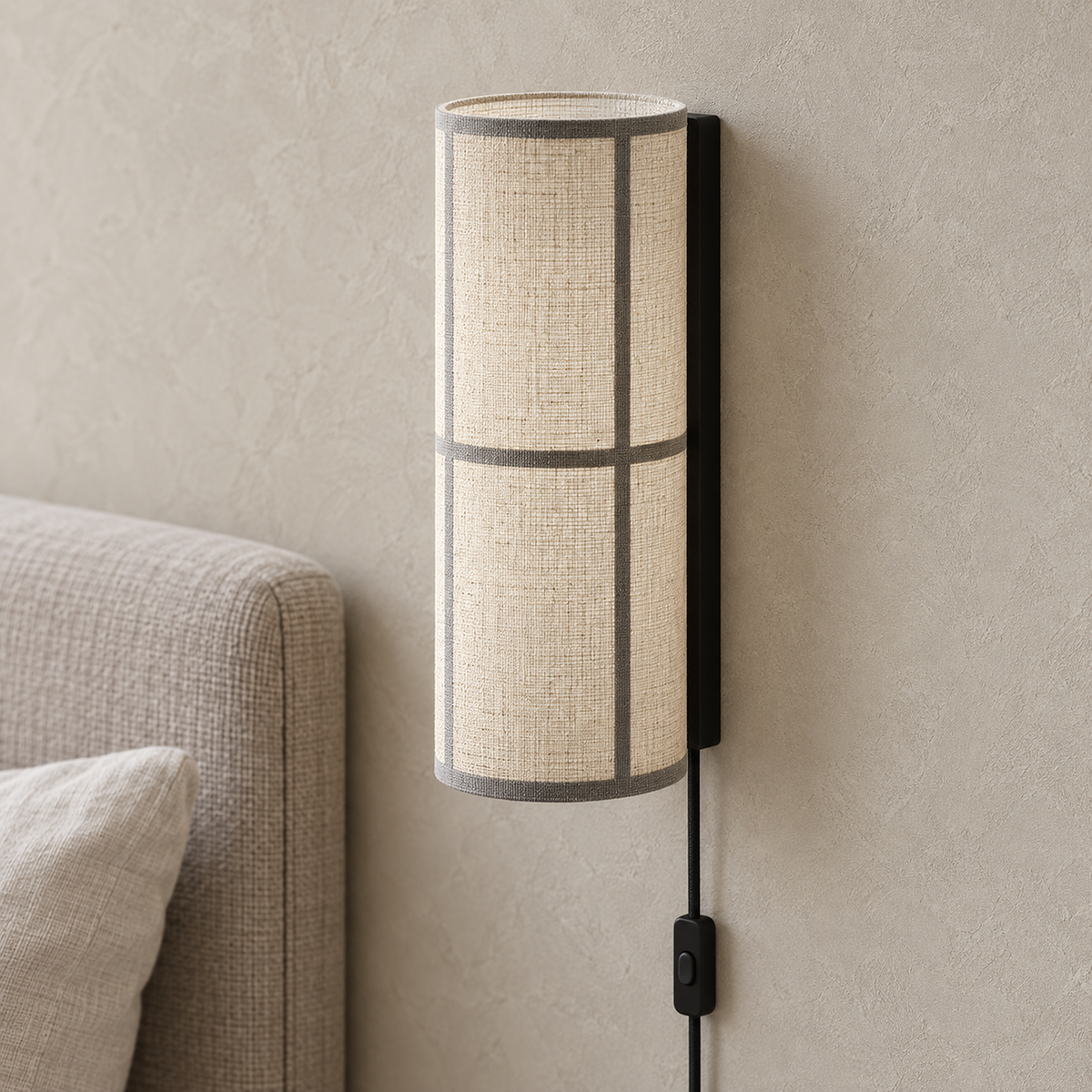 Lassivor white wall sconce shade texture and dark backplate seen close up unlit