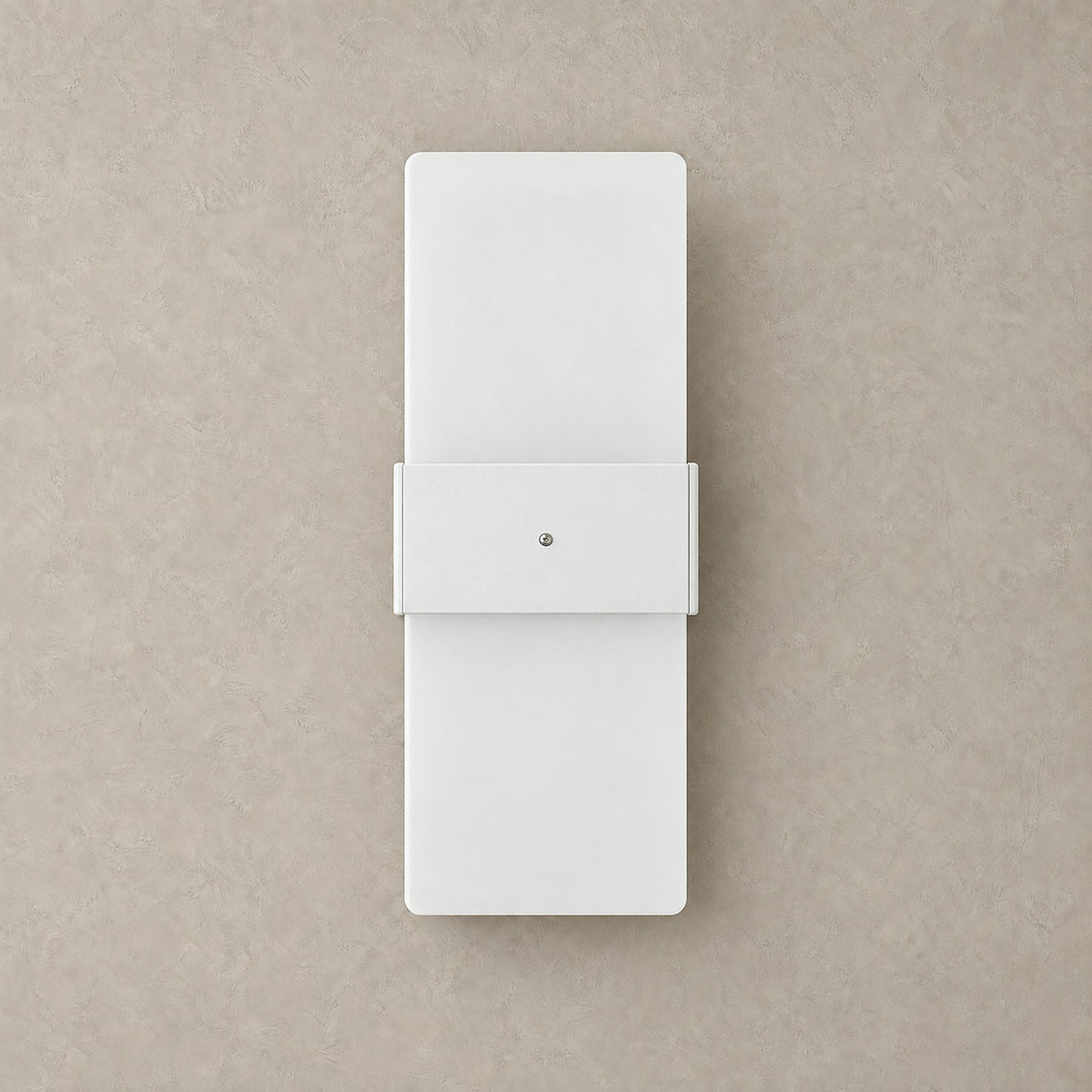 Melavor white rechargeable wall sconce with an unlit rectangular panel on a plain backdrop #color_white