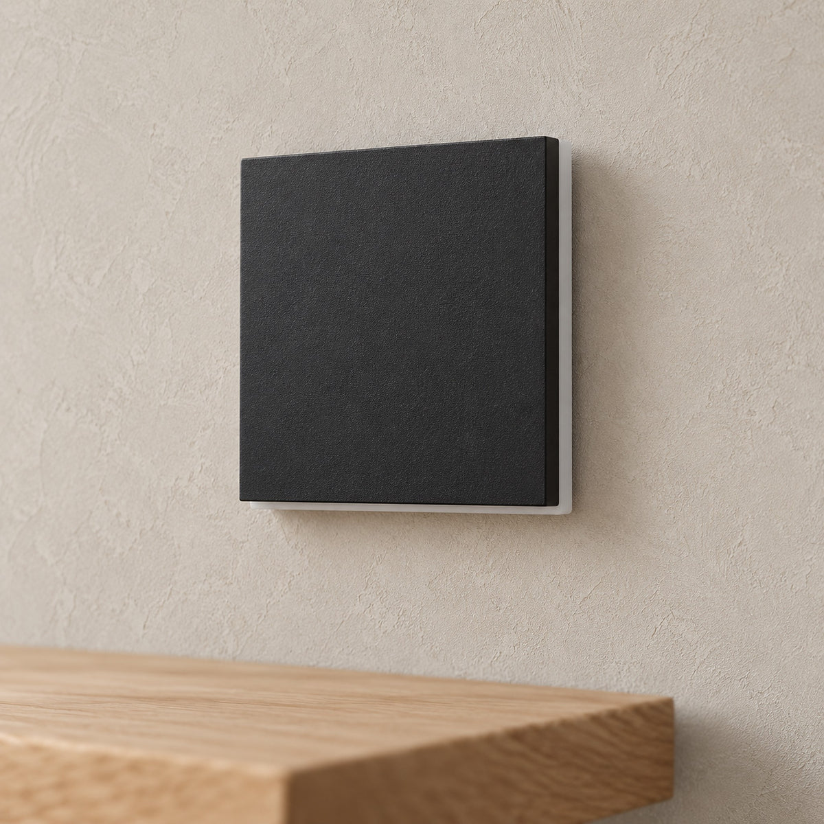 Mivorel black wall light close up of the square aluminum shade and layered edge