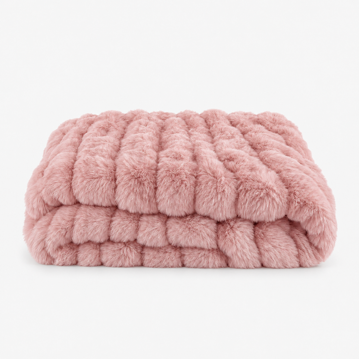 Molvari pink plush throw blanket with a loose fold shown against a clean studio background #color_pink