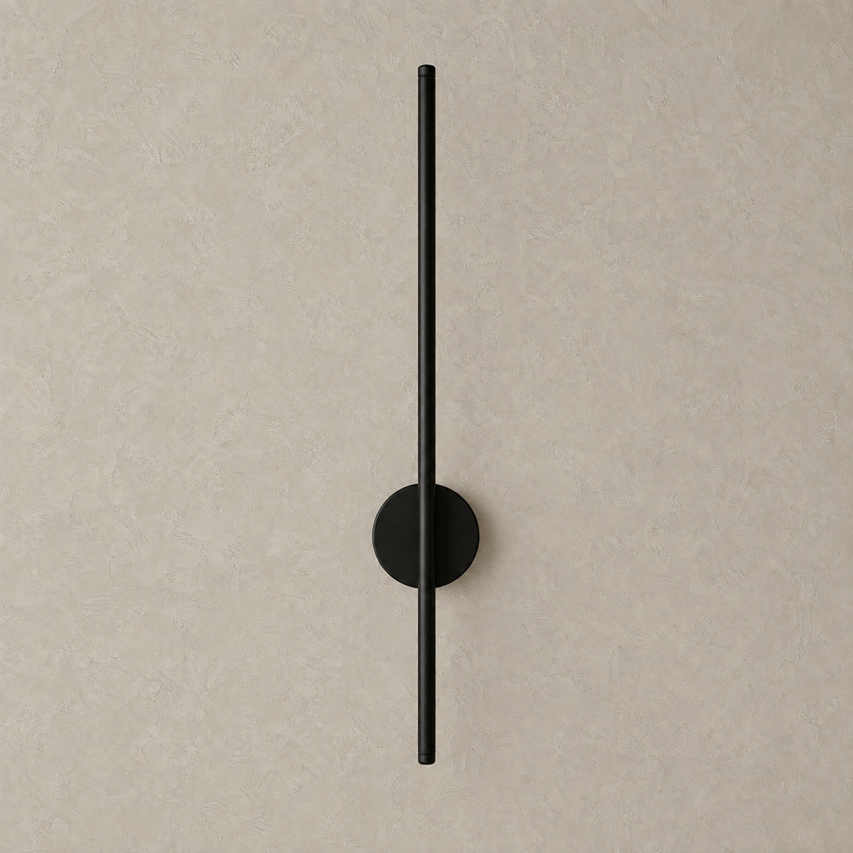 Nedrila rechargeable wall sconce in black unlit showing its vertical body and round wall base
