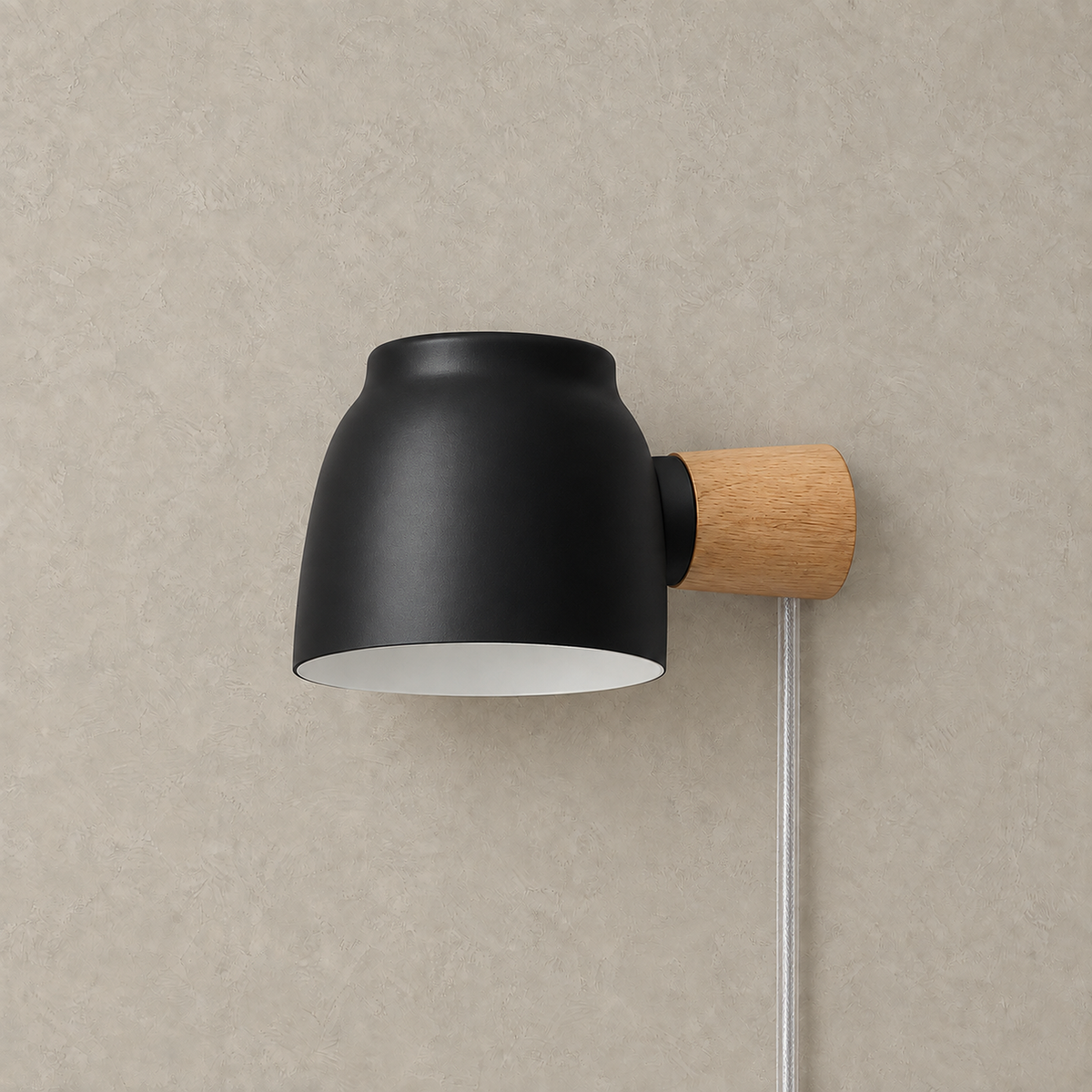 Netirama black plug in wall sconce unlit, forged iron shade with rotatable head #color_black