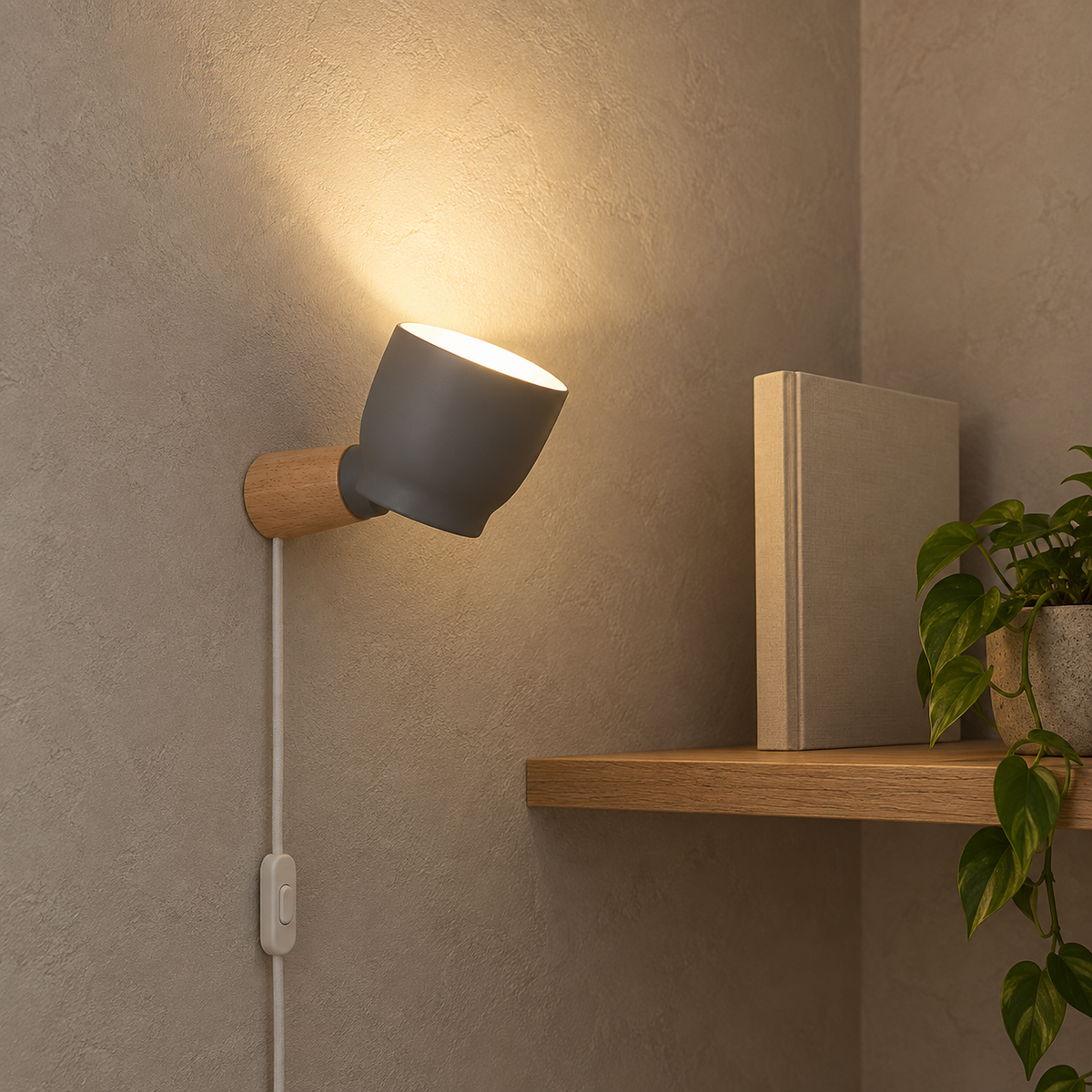 Netirama gray plug in wall light washing stair landing plaster, rotatable head turned #color_gray
