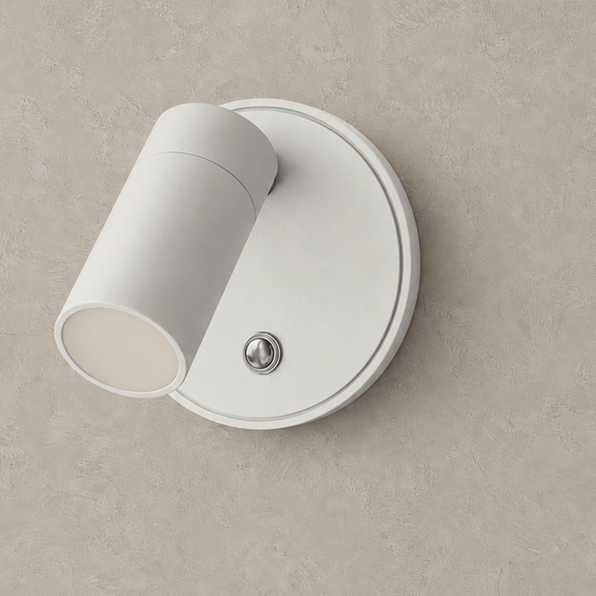 Nocarel white rechargeable wall sconce unlit against a plain pale studio wall #color_white