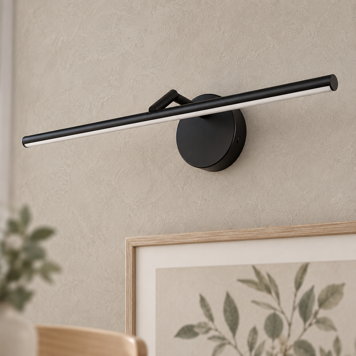 Nolesira black battery operated wall sconce switched off showing its matte finish and white diffuser #color_black