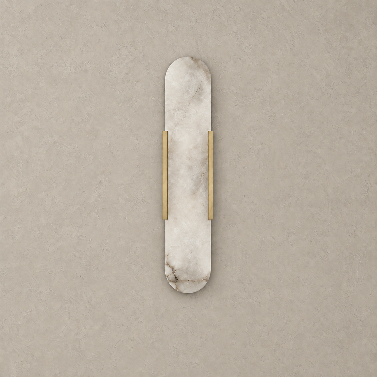 Oselira gold hardwired wall sconce with unlit pale marble and gold metal hardware #color_gold