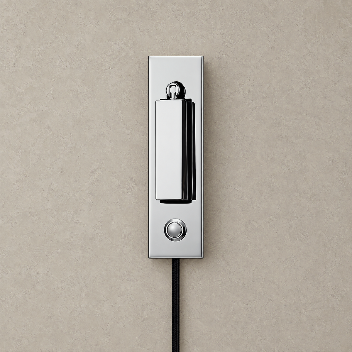 Saneviro black LED reading wall lamp unlit against a greige plaster backdrop