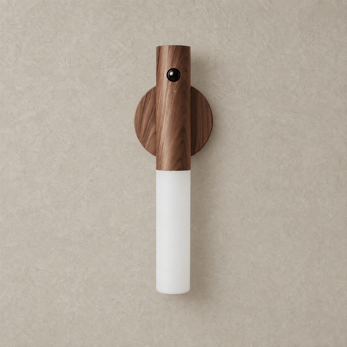 Sarloma dark wood motion sensor LED wall sconce switched off against a plain background #color_dark wood
