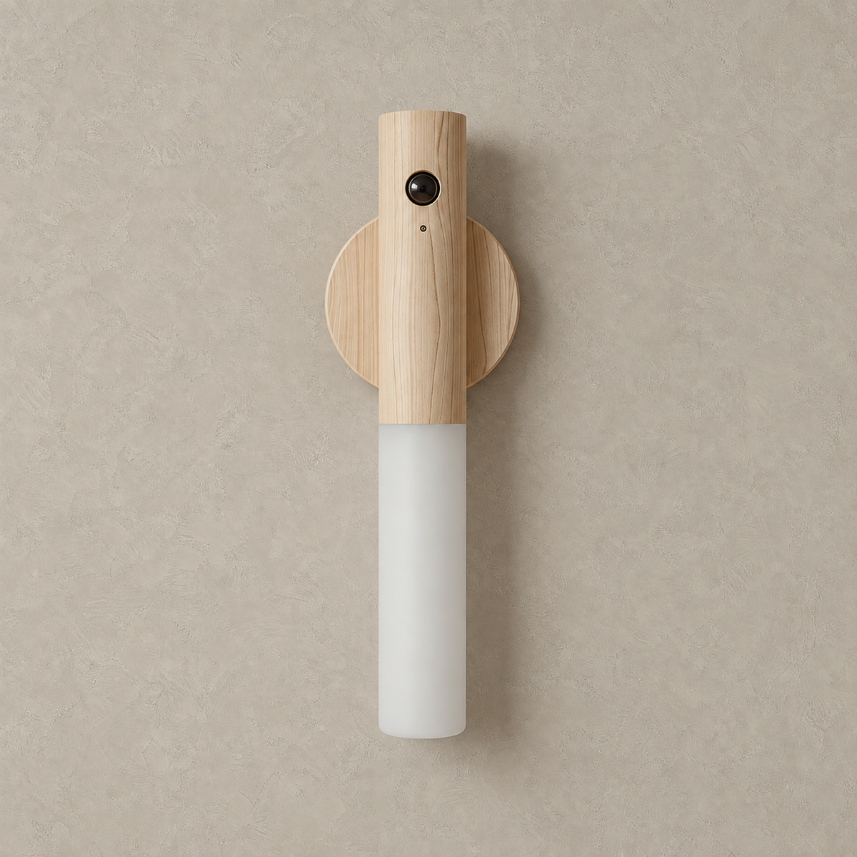 Sarloma light wood motion sensor LED wall sconce switched off against a plain background