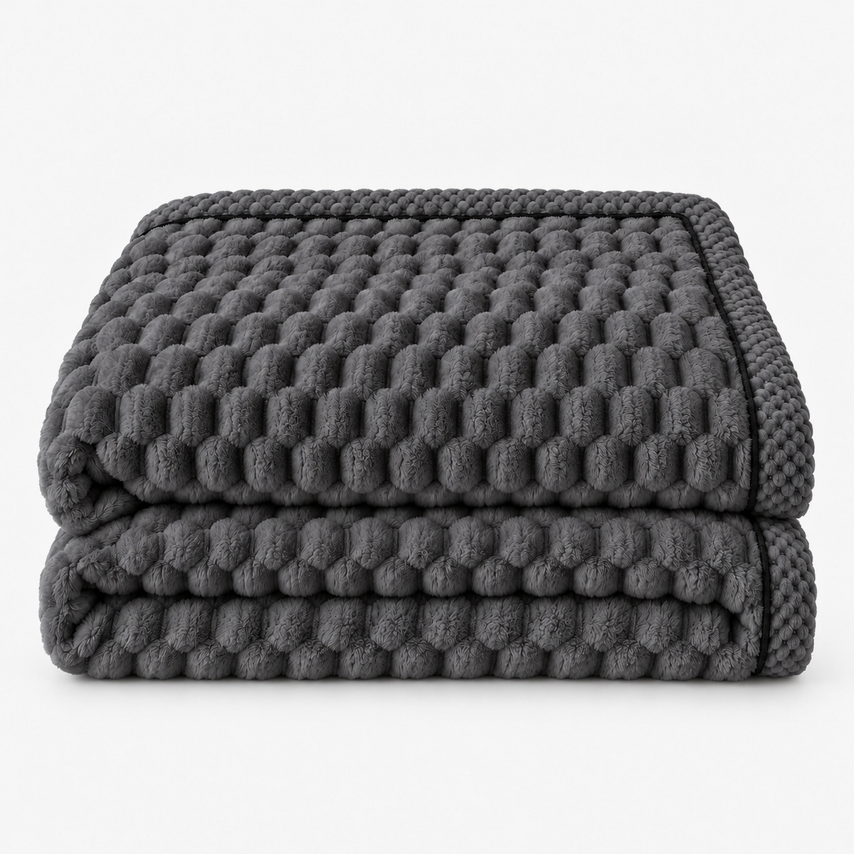 Somarel charcoal minky dot throw blanket loosely folded with its dotted pile in view #color_charcoal