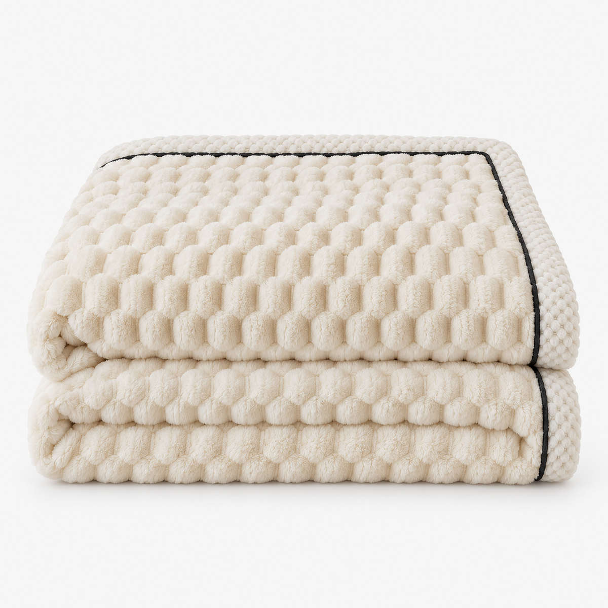 Somarel ivory cream minky dot throw blanket loosely folded to show its raised dots