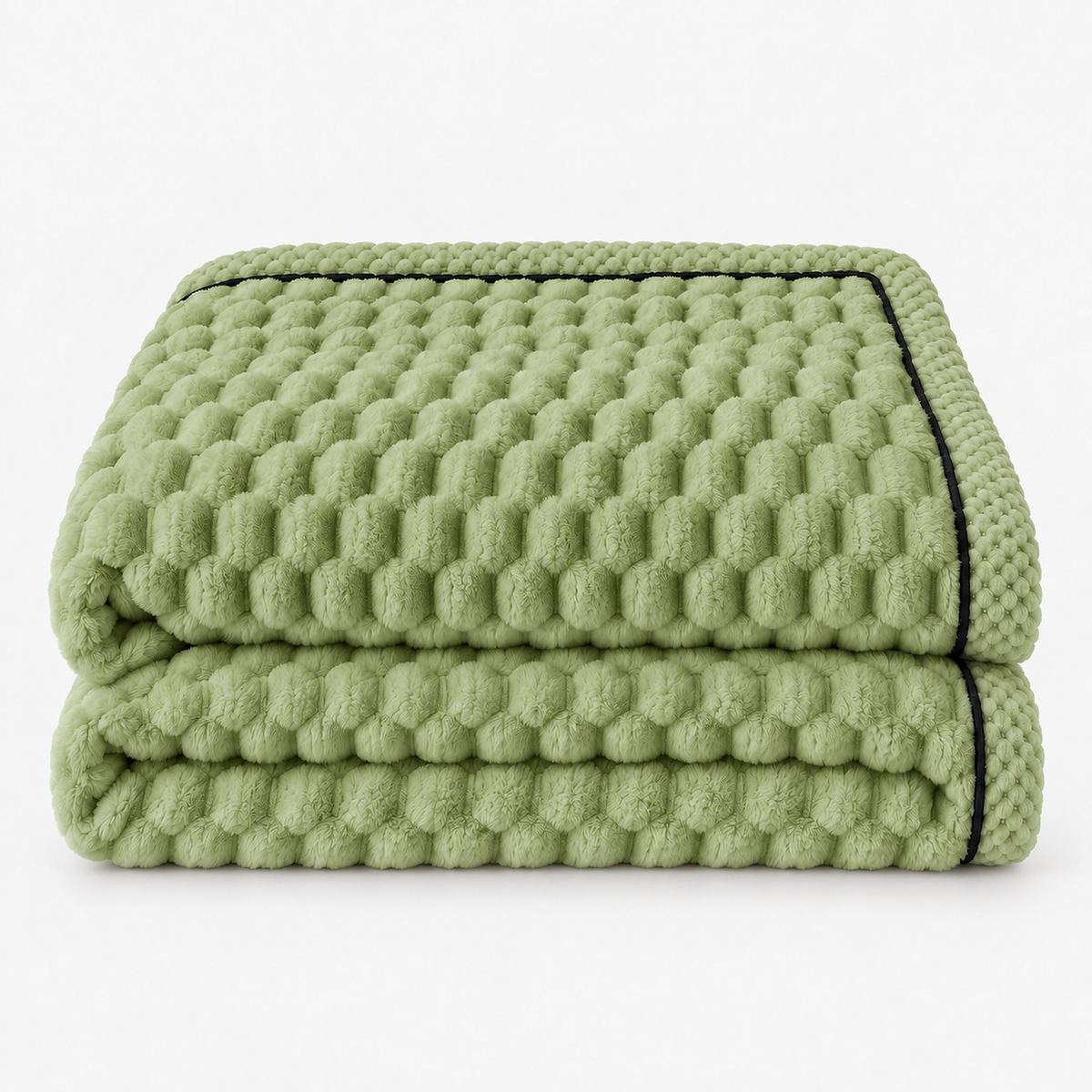 Somarel matcha minky dot throw blanket loosely folded on a plain studio backdrop #color_matcha
