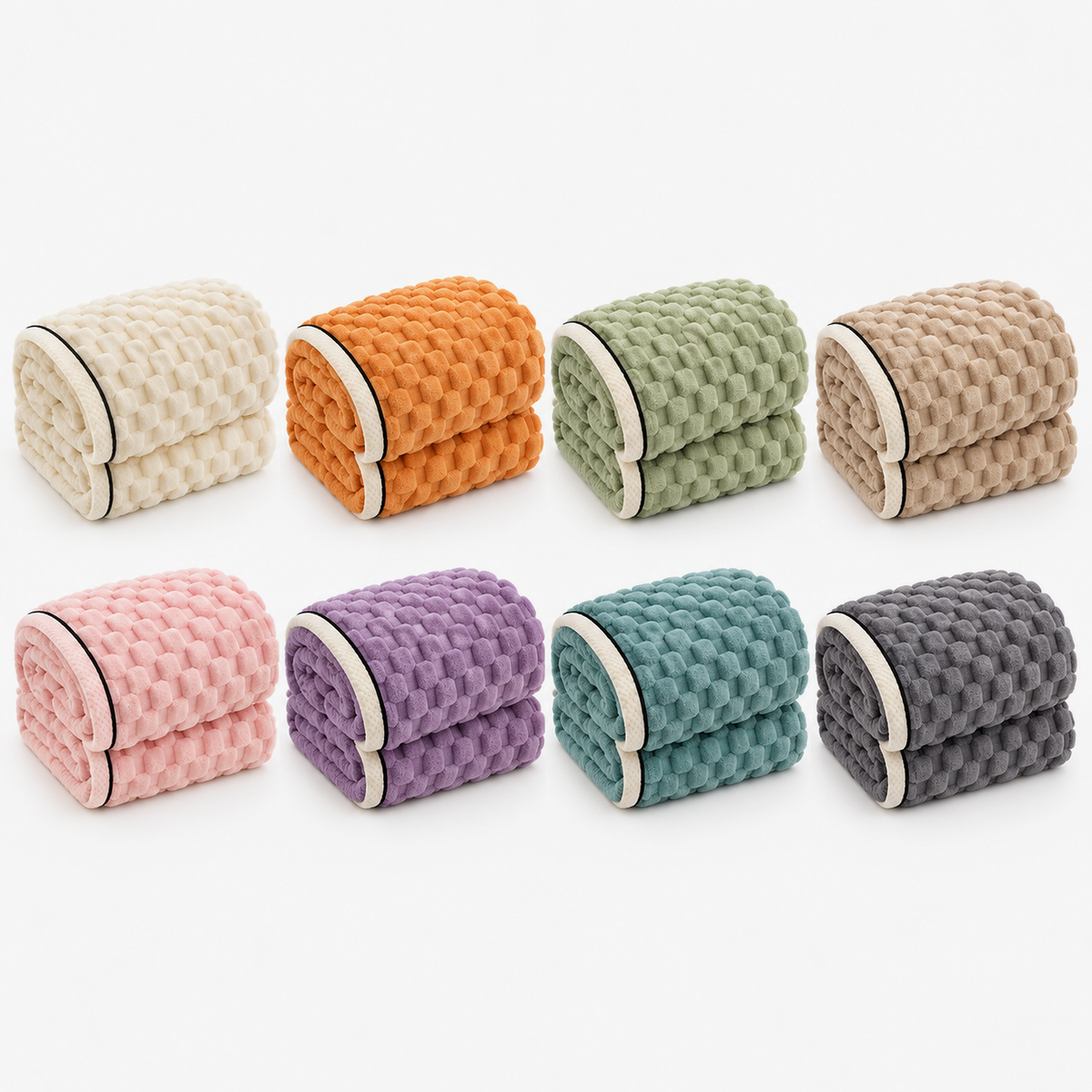 Somarel minky dot throw blanket in ivory cream, orange, matcha, latte, pink, purple passion, lake green and charcoal