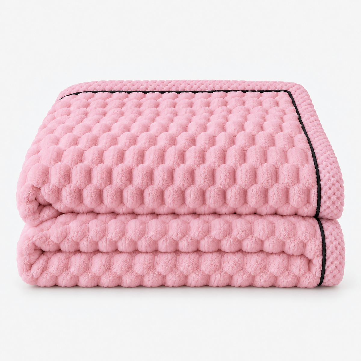 Somarel pink minky dot throw blanket loosely folded with rows of raised dots visible #color_pink