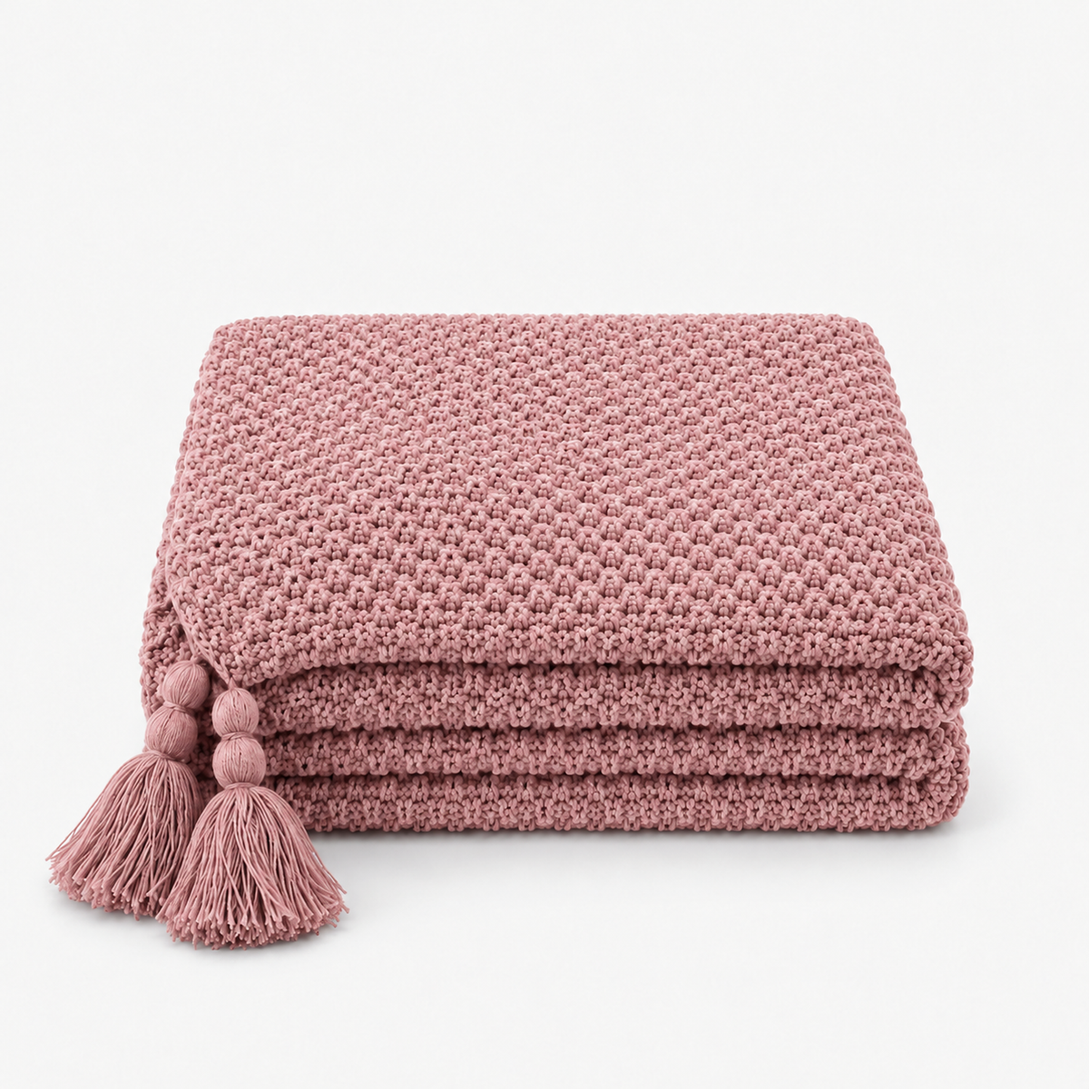 Soralvi pink soft throw blanket loosely folded on a white backdrop to show the solid color #color_pink