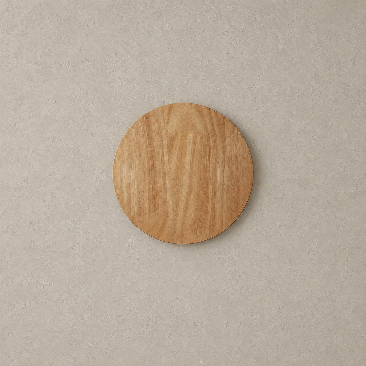 Sorivan rechargeable wall sconce in light brown, unlit with a wood grain face on a round shade