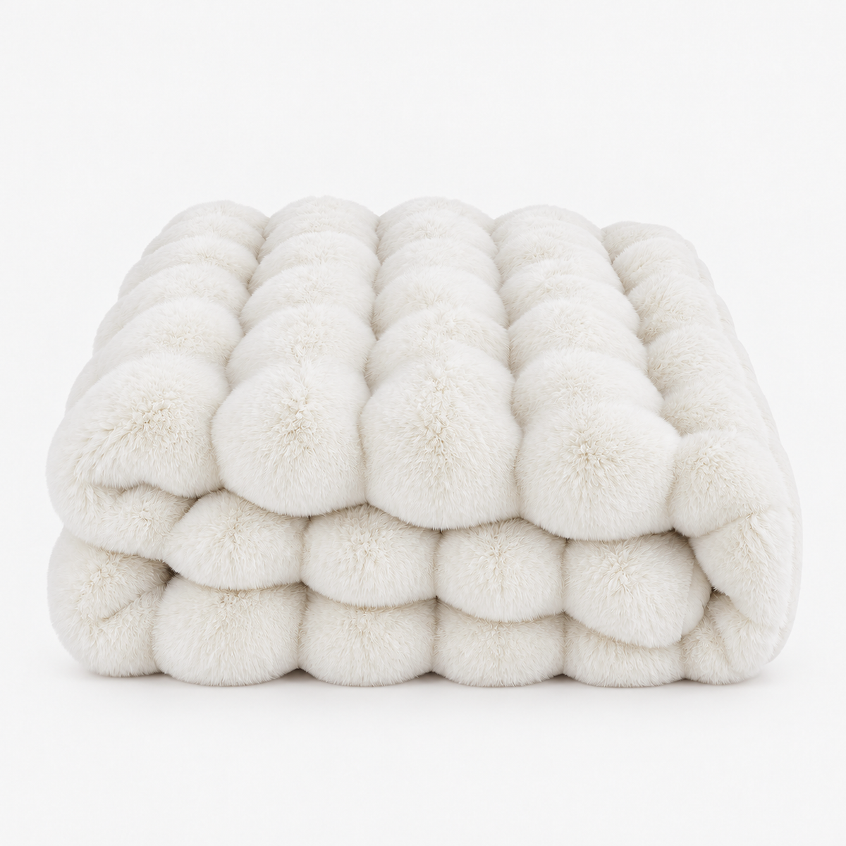Tavenel coral fleece blanket in white, a throw blanket loosely folded on a plain white background #color_white