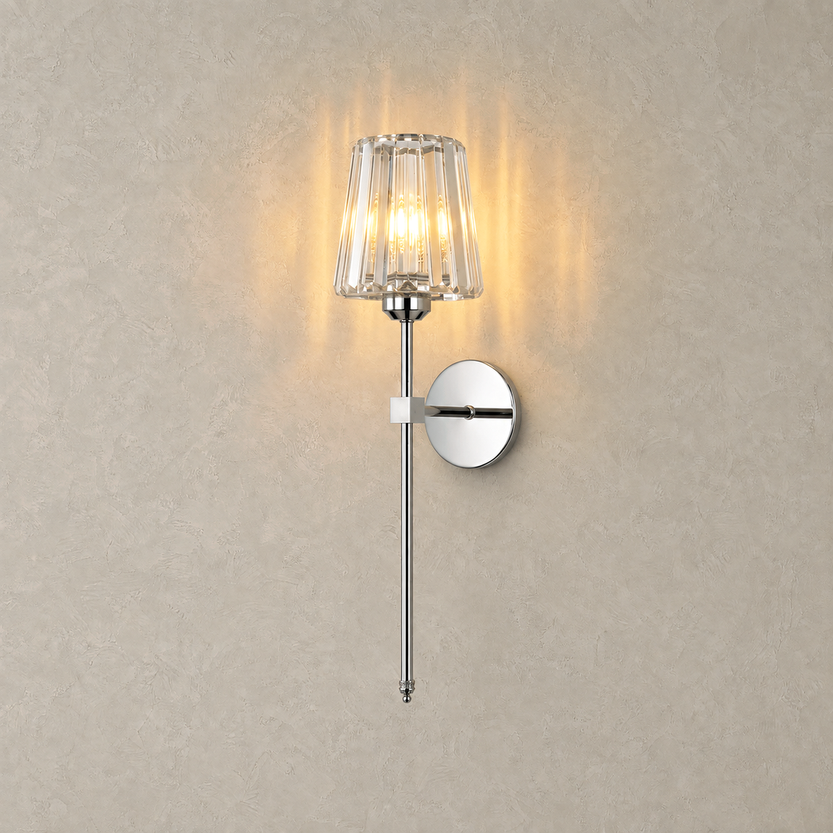 Tavirelo silver rechargeable wall sconce with reflective iron frame and warm light #color_silver