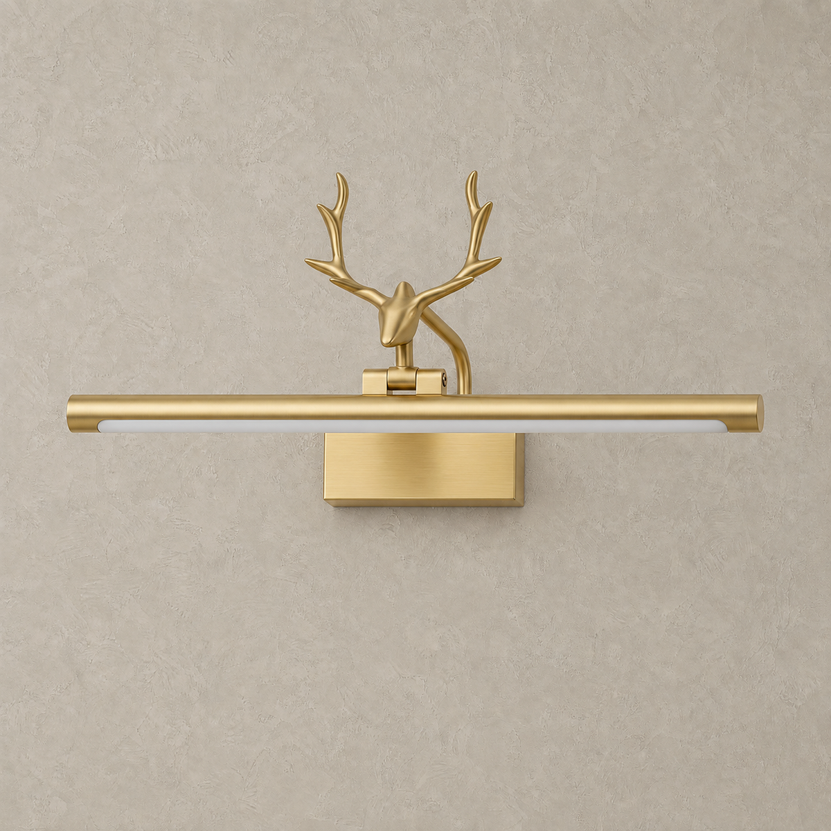 Tavorni gold plug in wall sconce unlit on a plain plaster wall