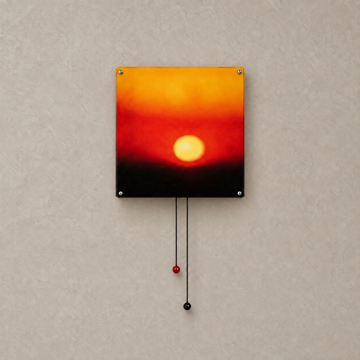Tesolla sunset orange cordless LED wall sconce with frosted acrylic edges and pull cords with small beads