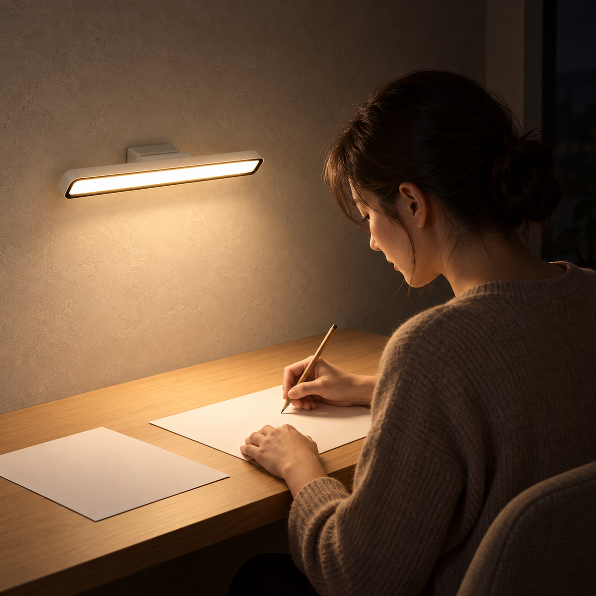 Tirelan white battery operated wall sconce lighting evening desk work in a dining room alcove