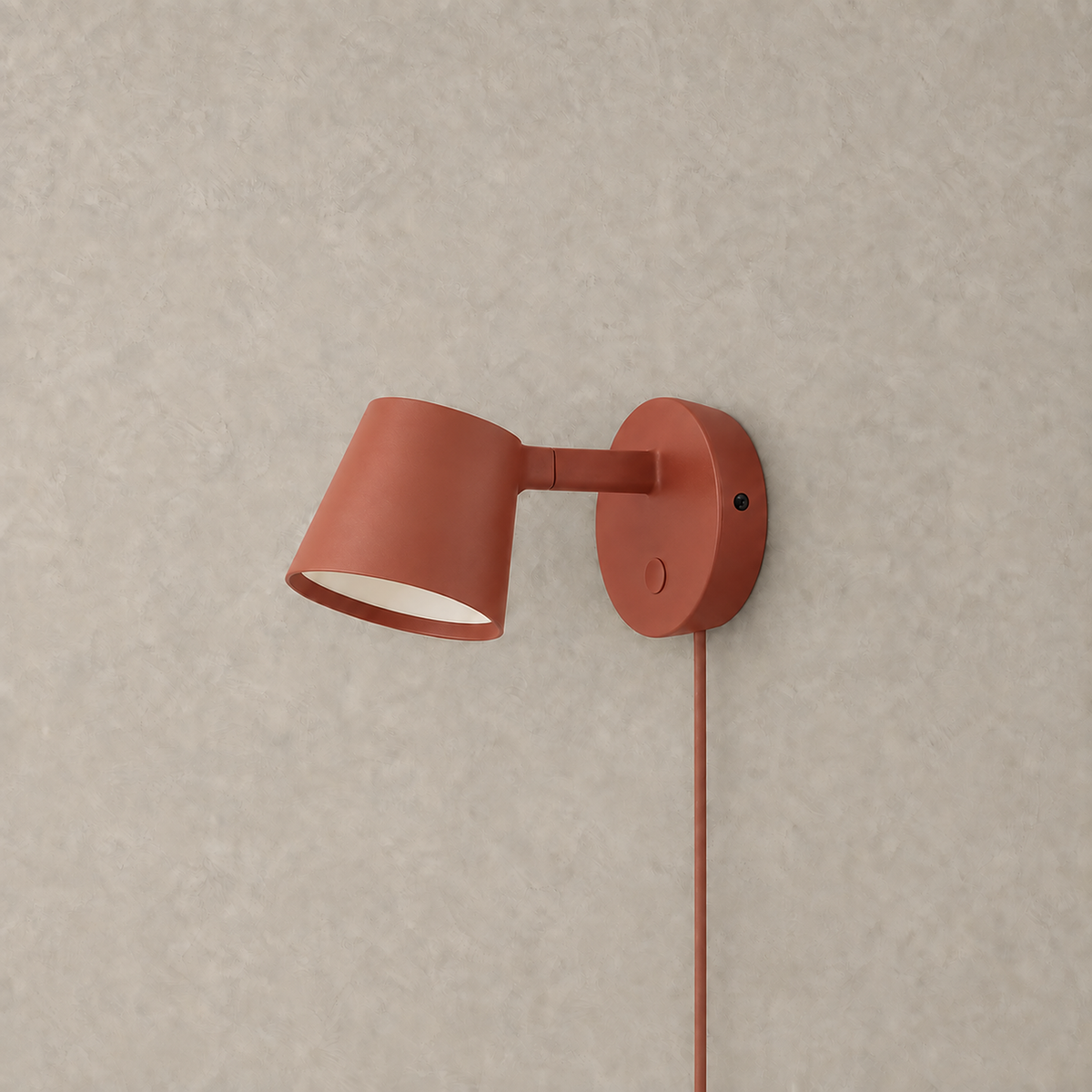 Tisello red adjustable wall sconce unlit showing its red aluminum finish #color_red