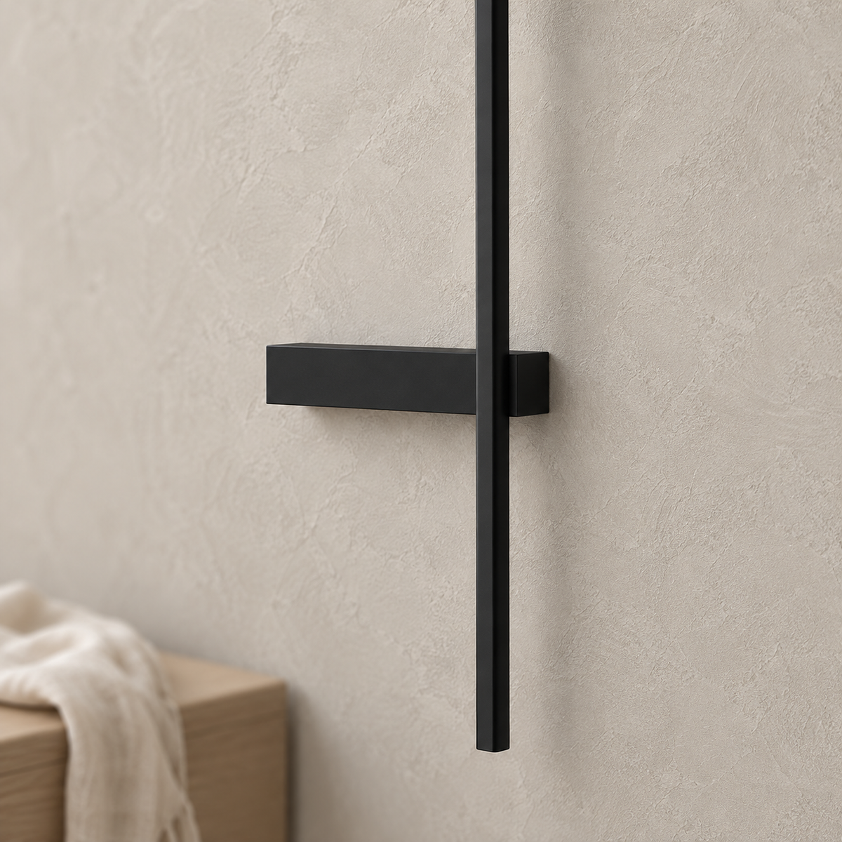 Vesarilo black wireless wall light close view of the metal body and white shade edge